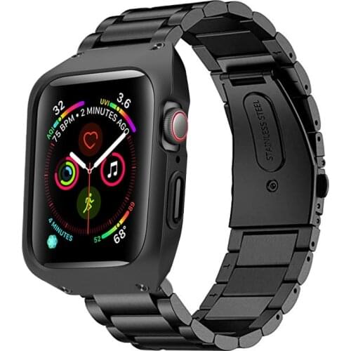 For Apple Watch Series 4 5 Watchband 40/44mm Metal Band Correa Anti-knock Case iWatch 3 2 Strap Stainless Steel Watch Bracelet