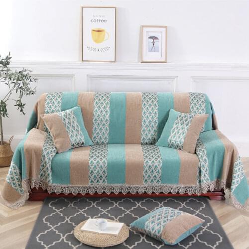 Luxury 1/2/3/4-seater Sofa Cover Thicken Chenille Universal Sofa Towel with Lace Embroidered All-inclusive Dust Couch Cover