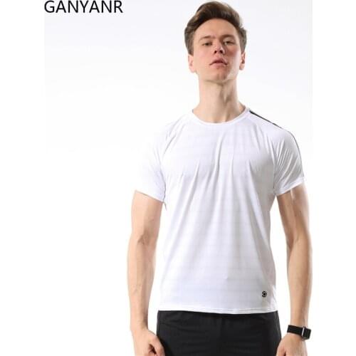 GANYANR Sportswear Fitness Crossfit Gym Sports Men Running T Shirt Dry Fit Training Compression Bodybuilding Tracksuit Workout