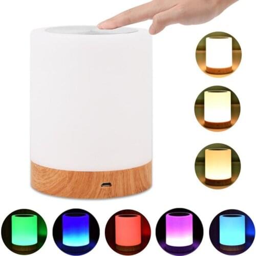 Creative USB Smart Bedside Lamp LED Table Lamp Simple Style Colorful Desk Night Lights Bedroom Sleeping Warm Light Gift