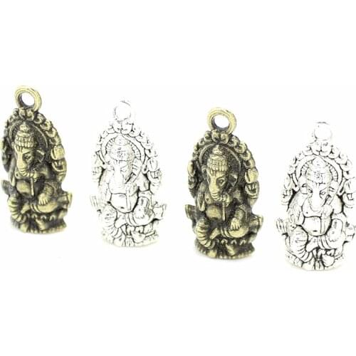 Sweet Bell 30pcs/lot 14*27mm Vintage Religion Thailand Ganesha Charms Antique Metal Alloy Buddha Charms Jewelry Pendants D6107
