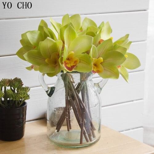 YO CHO Cheap 3D printing 4 heads Cymbidium Bouquets flores artificial flowers artificial plants orchid christmas flowers wedding
