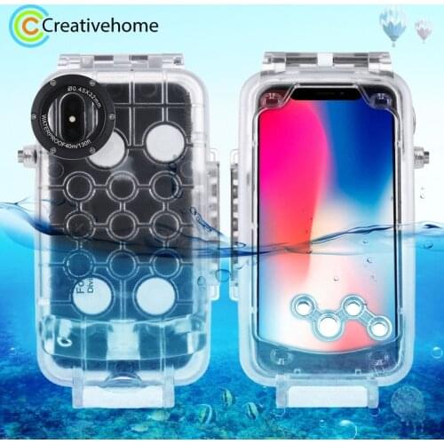 For iPhone XS 40m/130ft Professional Waterproof Diving Protective Housing Photo Video Underwater Cover Case for apple iphone x