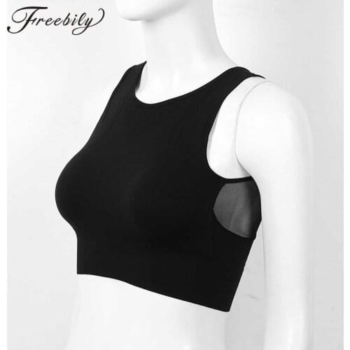 Women Low Impact Sports Bra with Removable Cups High Support Black Workout crop top Bra Sexy Mesh Spliced Back Activewear Top