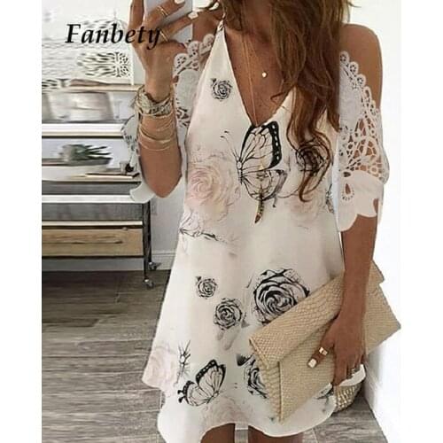 Women 2020 Summer Floral Print V-Neck Dress Elegant Off Shoulder Embroidery Lace Dresses Party Club Sexy Mini Dress Vestidos 5XL