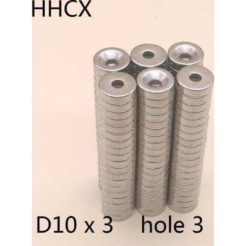 10 20 50 100PCS/LOT Disc magnet 10*3 Hole 3 N35 D Countersunk Permanent magnet 10x3 magnets 10x3-3 for speaker