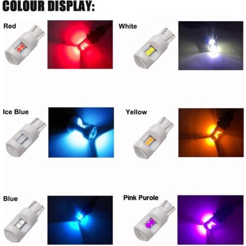 2Pcs T10 Car 6LED License Plate Lights Bulbs Clearance 194 168 W5W 3030 SMD Ceramics 12V