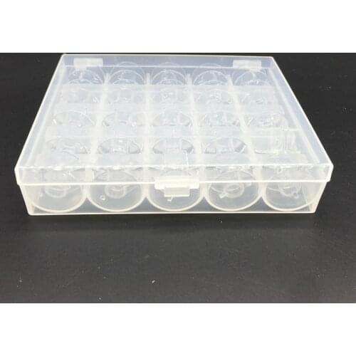 25Pcs/Set Empty Bobbins Sewing Machine Spools Clear Plastic Case Storage Box for Sewing Machine