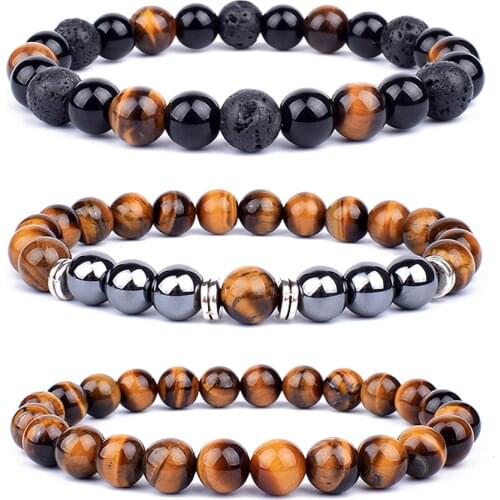 Hematite Tigers Eye Bracelets Men Tiger Eye & Hematite Charm Bracelets for Women Natural Energy Stone Bracelet Yoga Jewelry