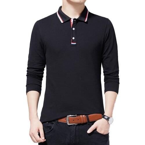 BROWON Brand 2020 Autumn New Casual Men T-shirt Turn-down Long Sleeve T-shirt Men Large Size 5XL Cotton Tshirt Men