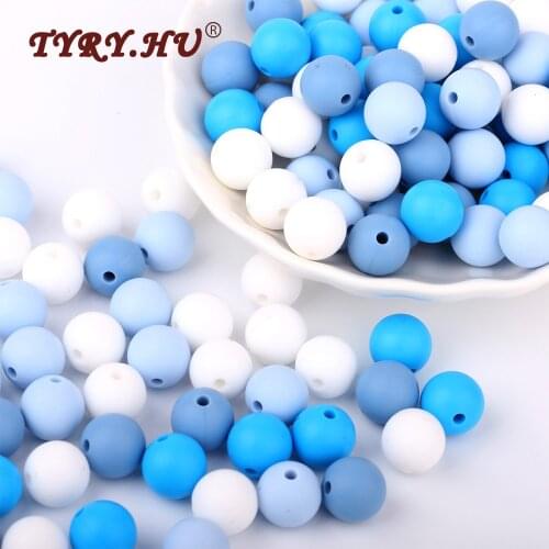 TYRY.HU Food Grade Silicone Beads 40pcs 12mm Baby Nursing Tooth Toys BPA Free Round Loose Beads Mordedor Infants Teething Bead