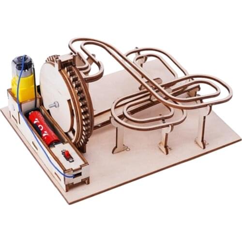 Wooden Marble Run Model Kit 3D Mechanical Puzzles Self-assembled Wooden Puzzles Gear Drive Lift Coaster Model For Kids Adults