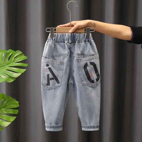 2-6 Years Kids Loose Leisure Pants Spring Autumn Girls Jeans Boys Cute A O Jeans Pant Baby Kids Children Denim Trousers 90-130