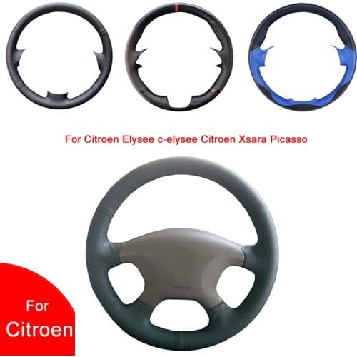 Breathable Punch Hand-Stitched Artificial Leather Car Steering Wheel cover For Citroen Elysee c-elysee Citroen Xsara Picasso