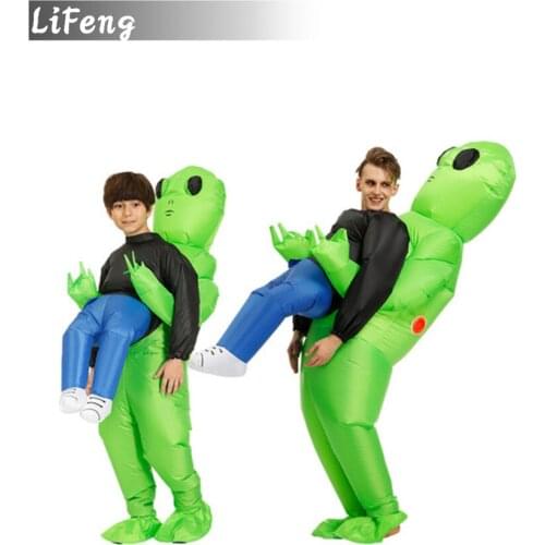 Hot Green Alien costume Inflatable costume Cosplay costume Funny Suit Party costume Fancy Dress Halloween Costume for adult kids
