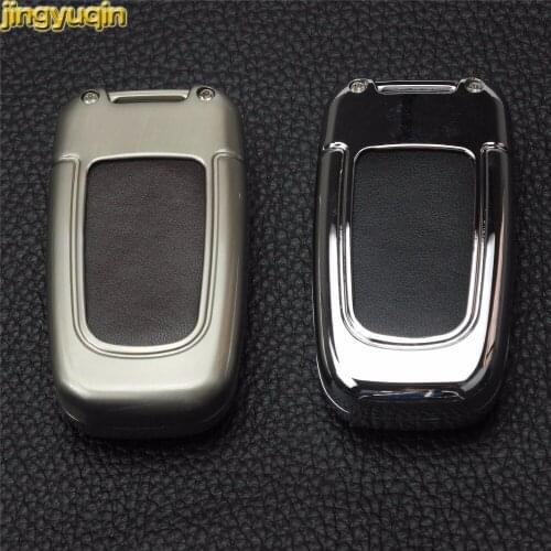 Jingyuqin 5PCS 3 Buttons Zinc Alloy+Leather Car Key Case Cover Car-Styling For Kia K2 K5 Smart Key New Remote