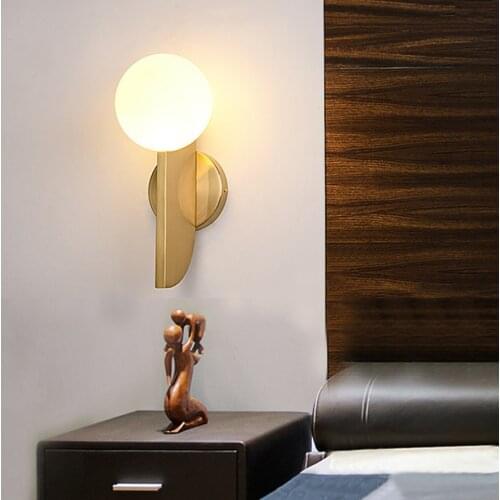 Nordic Creative Glass Ball Wall Light Gold Corridor Aisle Wall Light Bedroom Bedside Bathroom Mirror Front Wall Light