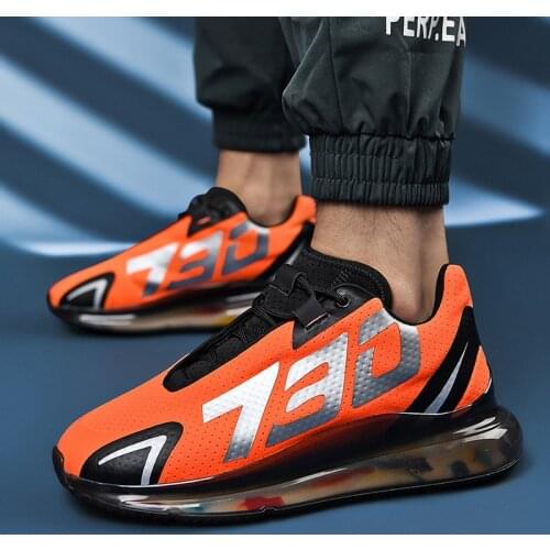 Brand Men Air Cushion Sneakers Rubber Skidproof Outsole Running Shoes Breathable Mesh Orange Vamp Male Sports Jogging Shoes