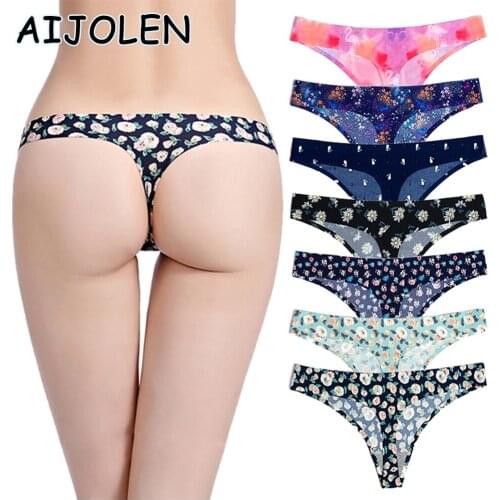 AIJOLEN Summer Breathable Printed Women‘s Thongs and G-String Seamless Panties for Women Sexy Lingerie Underwear Soft Underpants
