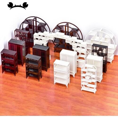 Retro mini Furniture Miniature Doll House accessories Chinese Style Plastic Model Cabinet Shelf Building model materials