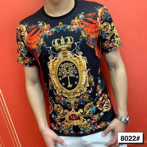 Summer New Product Release Famous Luxury Brand T-Shirt 100% Cotton Mens Casual Design Digital Printing Diamond Short Sleeve