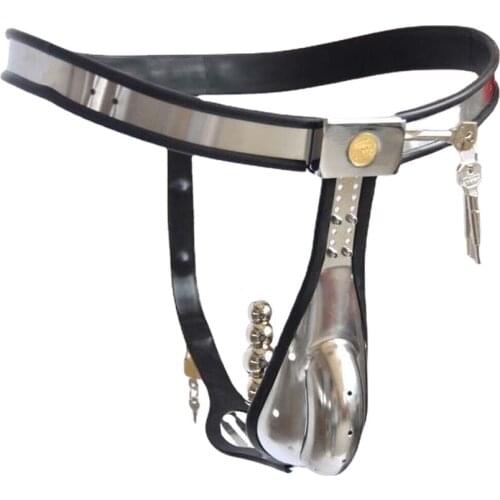 Male Chastity Belt mens Stainless Steel Chastity cage with Removable Anal Bead Plug Master Slave Lockable Penis Restraint Device