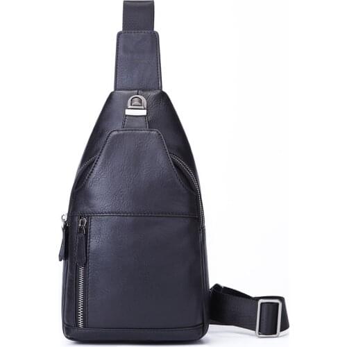 Outdoor mens first layer cowhide chest bag AliExpress hot-selling black leather copy-wrapped leather bag