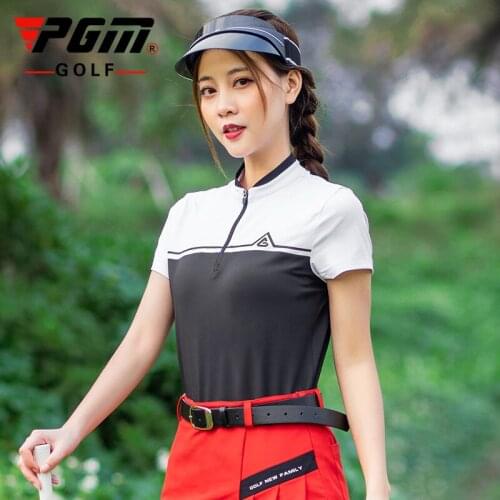 2020 PGM Summer golf clothing Women short sleeve T-shirt zipper collar quick-drying Breathable clothes golf Sportswear