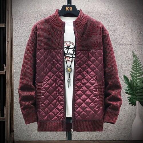 2021 Autumn Korean O-Neck Mens Sweaters with Thick and Velvet Mens Cardigan Knitted Sweatercoats Solid Jacket Male M-4XL