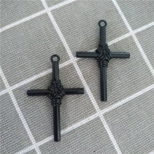 3Pcs 33x50mm Metal Black Twine Cross Charms Gothic Pendants Accessories For Making Earrings Necklace Bracelet DIY Jewelry New