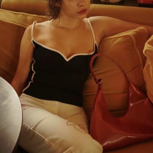 PUWD Casual Woman Basic V Neck Patchwork Cotton Camisole 2021 Spring Fashion Ladies Soft Sling Tops Female Sexy Streetwear Tank