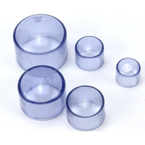 Transparent PVC Pipe End Cap Aquarium Fish Tank Garden Water Connectors UPVC Tube Plug Drinking Water Parts Inner Dia 20 -63mm