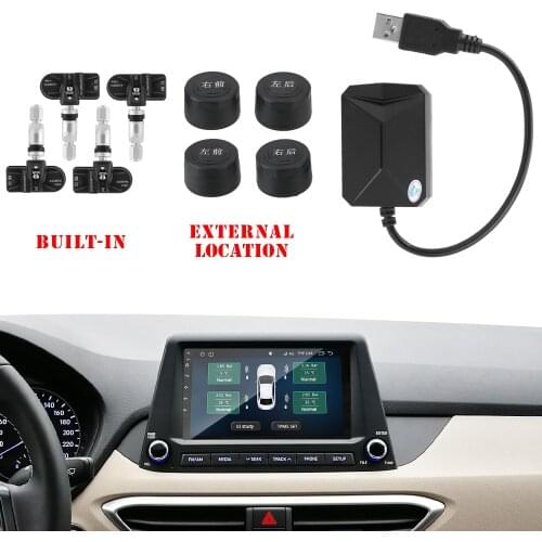 Tire Pressure Monitoring System 5V Internal Sensors 4 Sensors USB Android TPMS Android Navigation Car Radio Display Alarm System