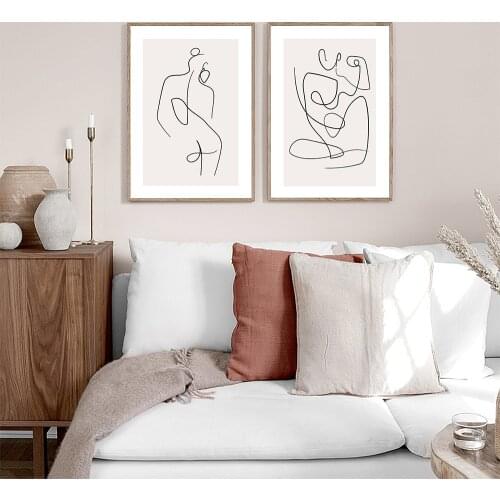 Scandinavian Abstract Line Posters And Prints Women Body Kiss Canvas Painting Wall Art Pictures Bedroom Livingroom Home Decor