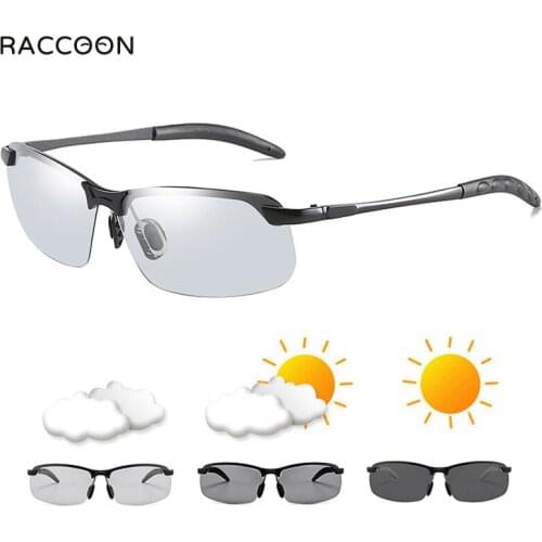 Light Weight Polarized Metal Men Sunglass Driving Day&Night Vision Sun Glasses Male Photochromic Sunglasse