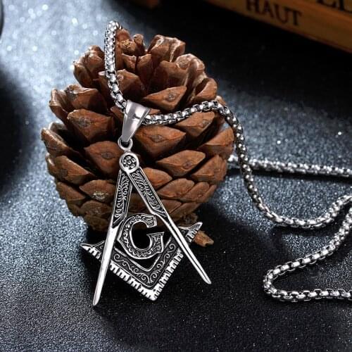 Titanium Stainless Steel Masonic Free-Mason Freemasonry Pendants Necklaces For Men Jewelry