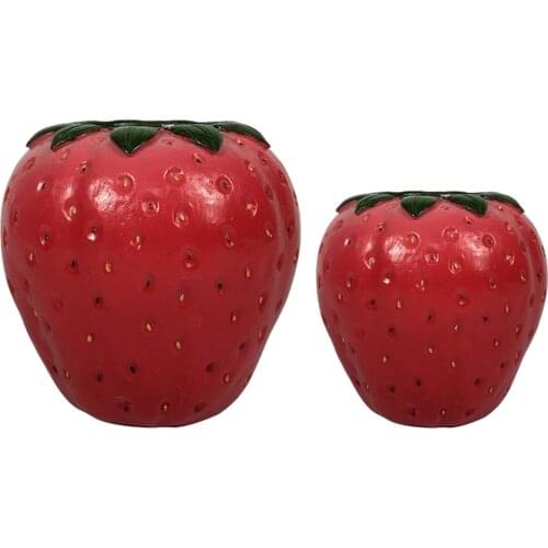 Strawberry Shaped Flower Vase Statue Tabletop Flower Pot Container Ornament