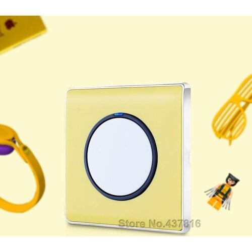 High Quality Colorful Yellow Click Switch,1Gang 1Way/ 2Way, LED Nightlight Pressure Switch Light Wall Switch Push Button Switch