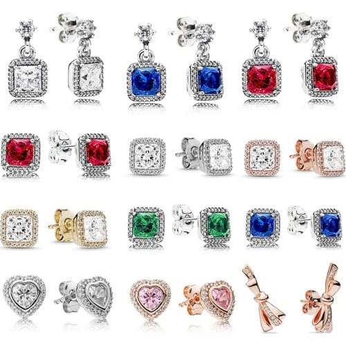 BAOPON 2020 Newest Luxury Silver Color Crystal Zirconia Fine Stud Earrings Elegant Earrings For Women Couple Jewelry Wholesale