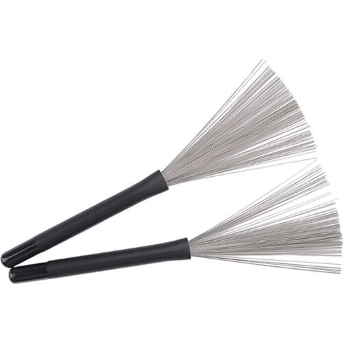1 Pair Drum Brushes Retractable Wire Brushes, Springback Effect Drums Sticks Brush for Folk Drummers