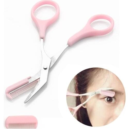 1pc Eyebrow Trimmer Scissors Comb Eyelash Hair Cutter Remover Hair Removal Grooming Shaping Makeup Tool