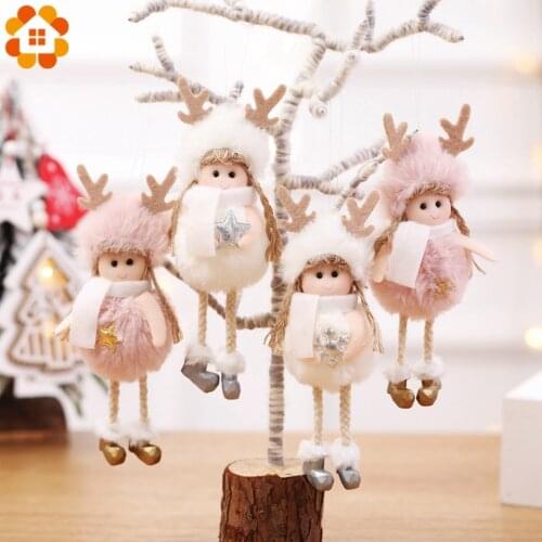 1PC Pink White Antler Angel Dolls Christmas Hanging Ornament Pendants Xmas Tree Decor Home Decoration Christmas Party Supplies