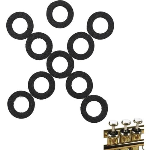 10pcs/set Cotton Felt Mats Black Trumpet Key Pad for Trumpet Trombone Repair Accessories