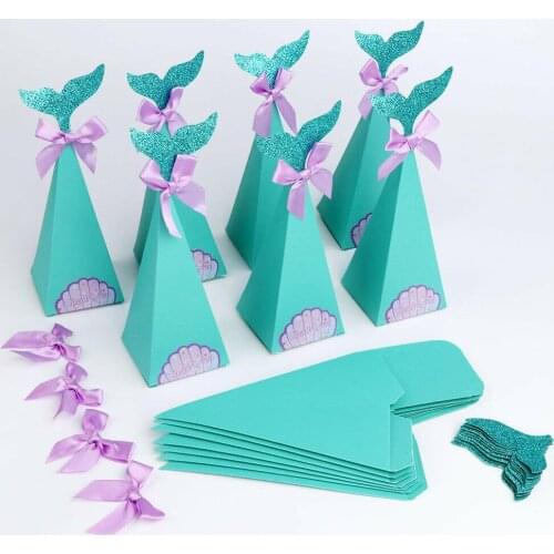 10PCS Mermaid Candy Boxes Little Party Supplies Theme Mermaid DIY Gift Box