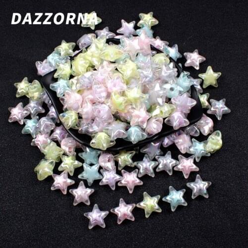 20/40/60/80/100Pcs/lot Acrylic Beads AB Colorful Five-Pointed Star Loose Beads for Diy Jewelry Making Bracelets Necklace