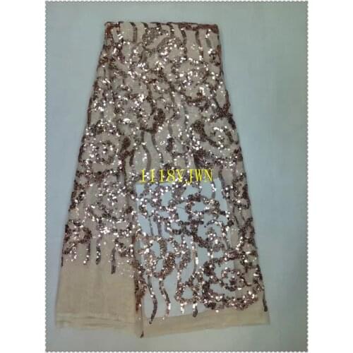 2017 new design sequins Lace Fabrics Nigerian Lace Fabric High Quality Fabric with two colors sequins