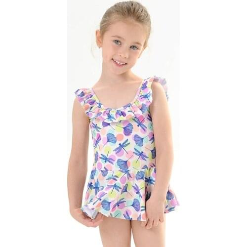 2021 Childrens Skirt One-piece Swimsuit Ruffle Bikini Cartoon Dragonfly Swimsuit