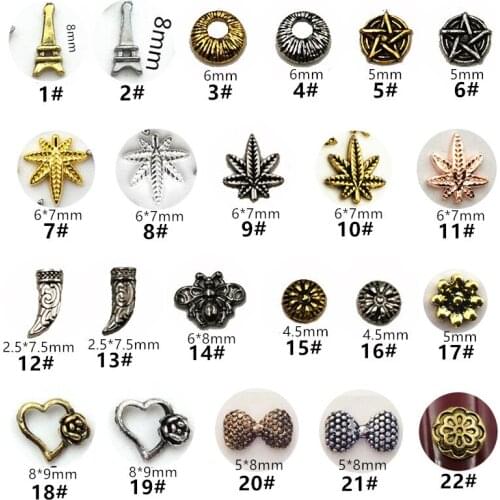 50pcs/pack Korea 3D Nail art Parts Kawaii Retro Maple Leaf Bowknot Accessories Charm Alloy Nail Supplies for Professionals