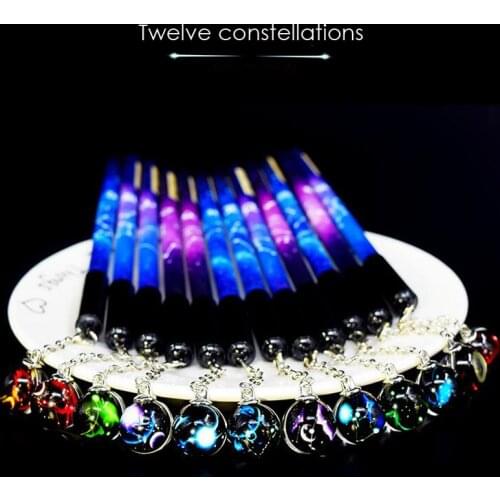 72pcs/set Gel Pen 0.5 Starry Sky Pens Kawaii Creative Twelve Constellations Luminous Pens School Office Supplies