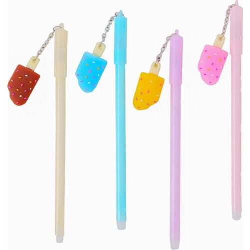 8 pcs South Korea Creative Candy-Colored Ice Cream Pendant Cute Gel Pen Black Student Gel Pen Stationery Wholesale